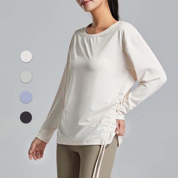 Breathable long-sleeve yoga top for women, ideal for quick-drying during sports and running