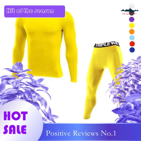 China Domestic Men's Fleece Running Set for Gym, Basketball, Football with Thermal Leggings and Tops