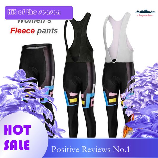 China-made winter cycling jersey and bib pants for women, factory-direct team MTB road breathable fleece bike trousers