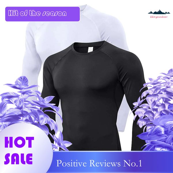 China's men's compression shirts with long sleeves for sports, quick-dry base layer workout tops