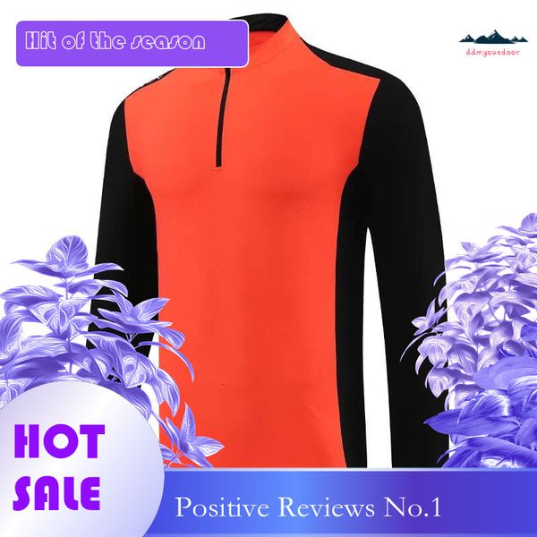Chinese domestic long sleeve workout shirt for men with half zip, patchwork design, compression fit, autumn outdoor training and running
