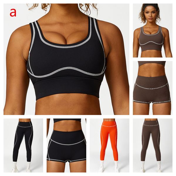 Classic yoga set with leggings, sports bra, elastic shorts, jogger pants in sizes S to XXL