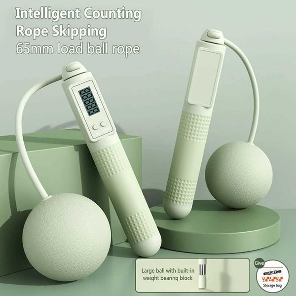 Cordless jump rope with anti-slip silicone handles, built-in counter, lightweight and versatile for indoor and outdoor use