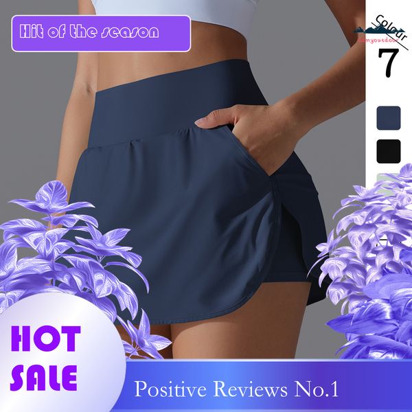 Ddmyoutdoor China's stylish new tennis sunscreen shorts for women feature a high-waisted slimming design with a back pocket, mimicking a two-piece look