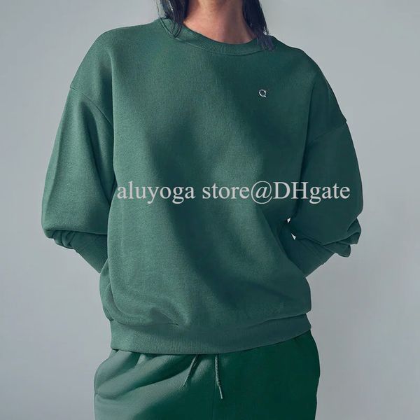 Designer unisex crewneck pullover sweatshirt with 3D silver chest logo, ideal for yoga and casual wear