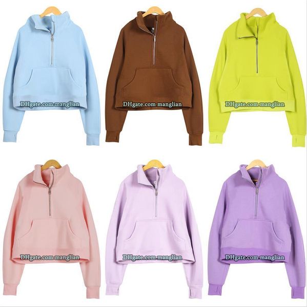 Designer women's half-zip yoga hoodie with decorative line details for comfortable gym and fitness workouts
