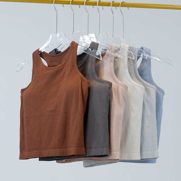 Ebb to Street Tank Top with Padded Bra Yoga Suit Knitted Seamless Vest Sports Racerback Tight Fitness Gym Shirt