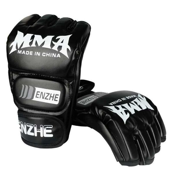 ENZHE New MMA Boxing Gloves Half Finger Sanda Muay Thai Gloves PU Leather Professional Karate Gloves Taekwondo Training Gloves XJ241024