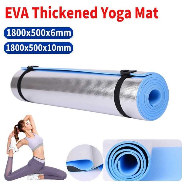 EVA thickened yoga mat measuring 1800x500x6/10mm, waterproof membrane exercise mat suitable for camping, picnics, and fitness workouts