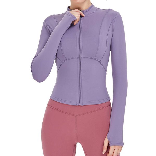 Fitted athletic zip-up jacket for yoga, running and gym workouts, designed for women in sporty lemon color