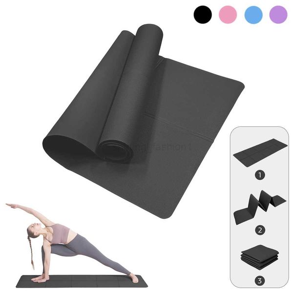Foldable 4mm yoga mat for travel, non-slip EVA fitness mat ideal for yoga, Pilates, and floor workouts
