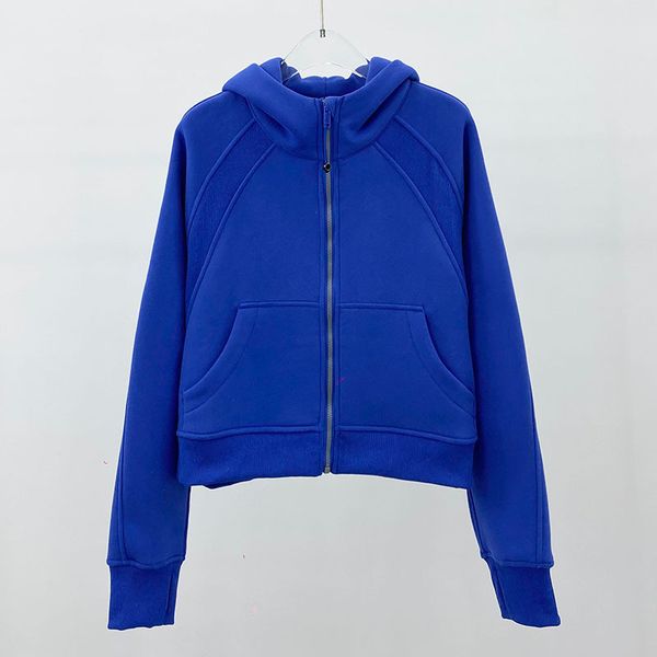 Full Women's Brushed Zip Hoodie Jacket for Yoga and Running with Pockets and Thumb Holes
