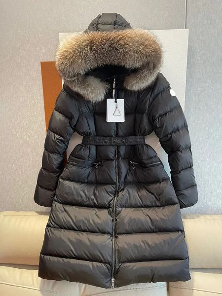 FW24 Designer Women's Long Puffer Coat for Winter Casual Wear