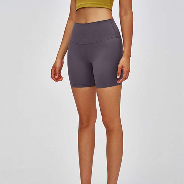 High Waist Fitness Workout Shorts for Women - Naked Feel Fabric, Plain Squatproof Yoga Training Sport Shorts in Solid Colors