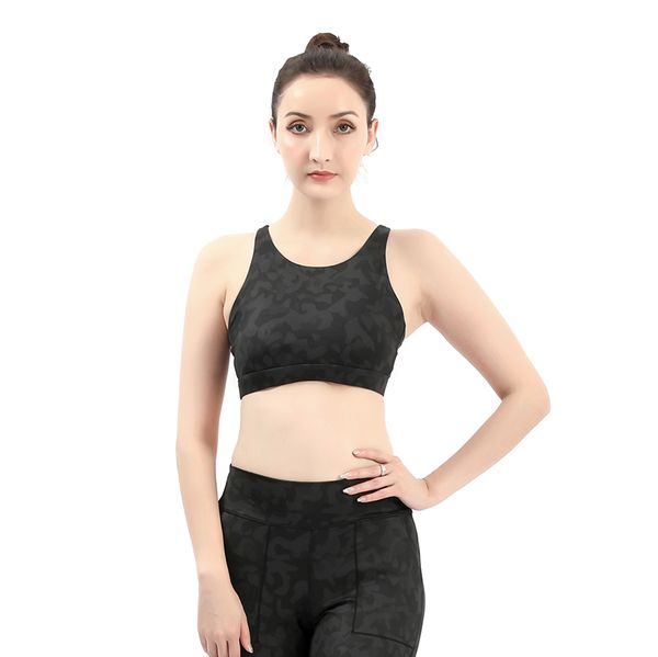 High-impact women's yoga sports bra for fitness, running, and workouts with built-in padding and cropped tank top design
