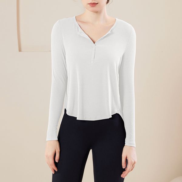 High-quality loose long-sleeve yoga T-shirt for quick drying, versatile sports top for autumn fitness wear