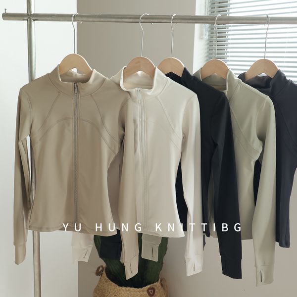 High-quality stand-up yoga jacket, winter sports top with zipper, women's fitness set, slimming, stretchy, versatile, tight fit