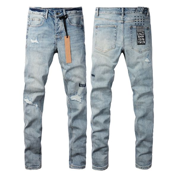 High-quality straight-leg designer jeans for men, stylish streetwear casual sweatpants with a slim fit and washed vintage look