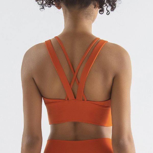 High-quality women's cross-back hollow vest, sports bra with shock absorption, and yoga suit bra