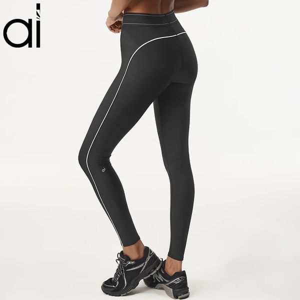 High-waist AL Yoga sweatpants with AIRL technology, women's slim-fit full-length leggings featuring hip-lift design and shaping boxer-style waistband for gym and casual wear