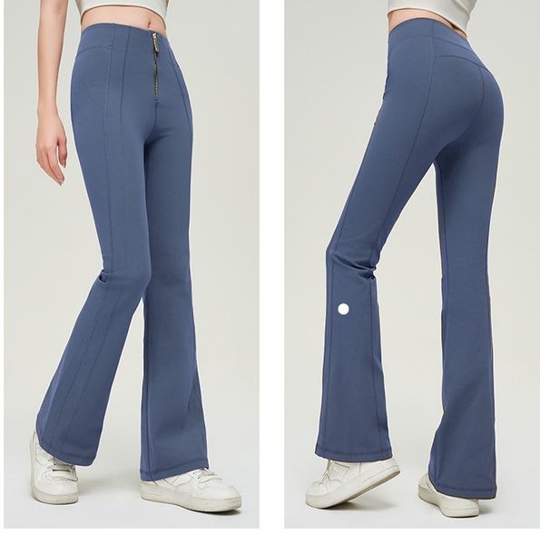 High-waisted fitness pants for women, featuring a front zipper, quick-dry fabric, and a slim fit ideal for yoga and running