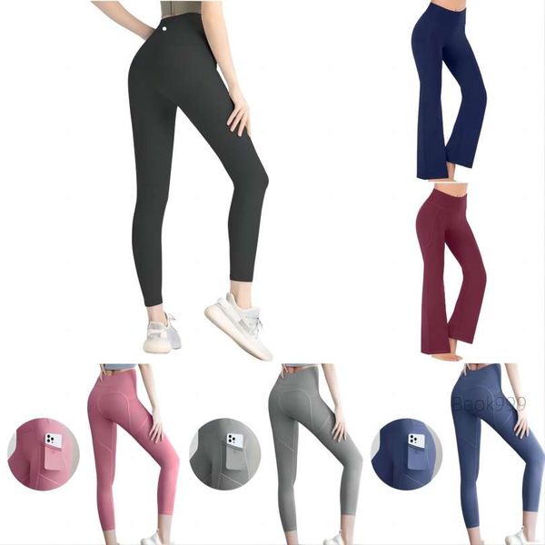 High-waisted flared leggings with pockets for women, perfect for yoga, gym workouts, running, and slim-fit activewear
