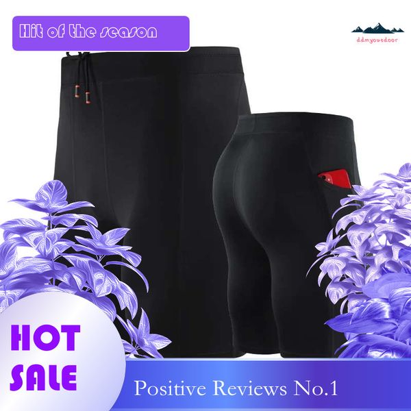 High-waisted men's gym shorts with pockets for running and training, featuring quick-drying elastic fabric