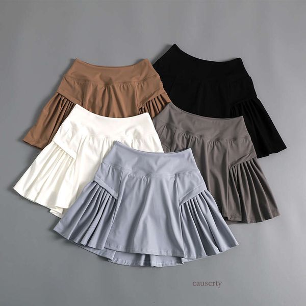 High-waisted pleated tennis shorts for women, quick-drying summer vacation two-piece running shorts, anti-glare yoga fitness skirt pants