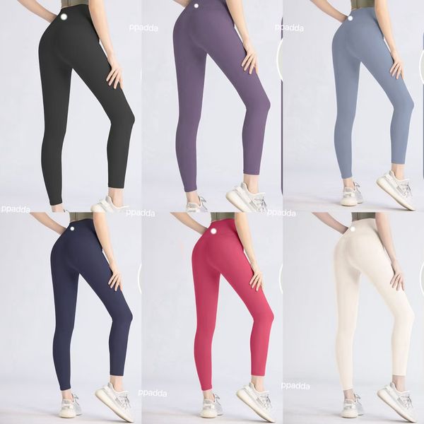 High-waisted women's yoga leggings with Lycra, push-up fit, soft elastic fabric, T-shaped design for running and sports