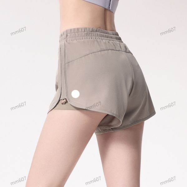 High-waisted yoga shorts with drawstring for running, fitness training, and gym workouts