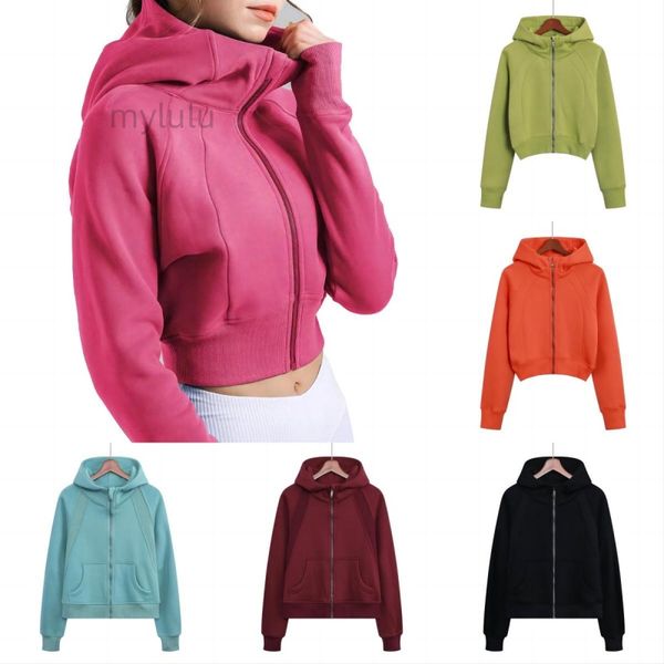 Hooded sweatshirt for women designed for yoga, gym workouts, and outdoor sports with fleece lining and long sleeves