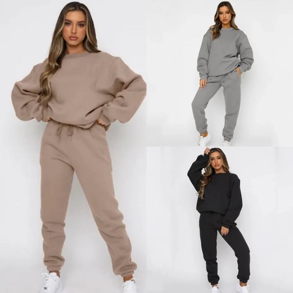 Hot 2024 stylish yoga set featuring a casual designer shirt and jogging pullover with round neck, paired with drawstring lantern pants for unisex street and outdoor sports wear