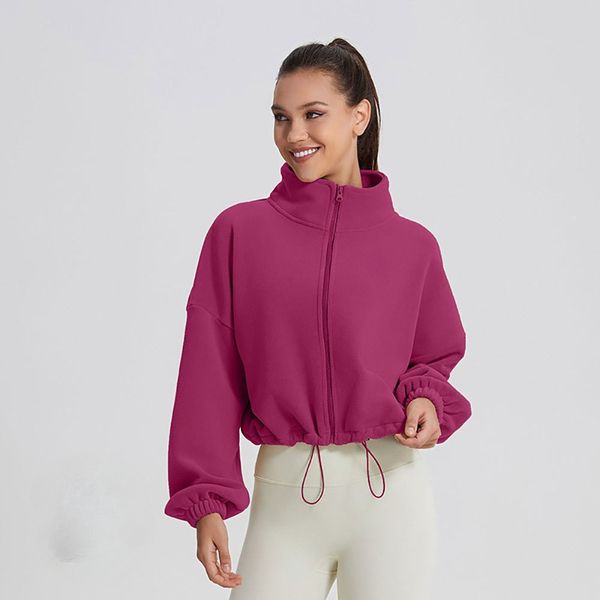 Hot Yoga Full-Zip Hoodie for Women - Thick Velvet Sweatshirt for Gym and Outdoor Workouts