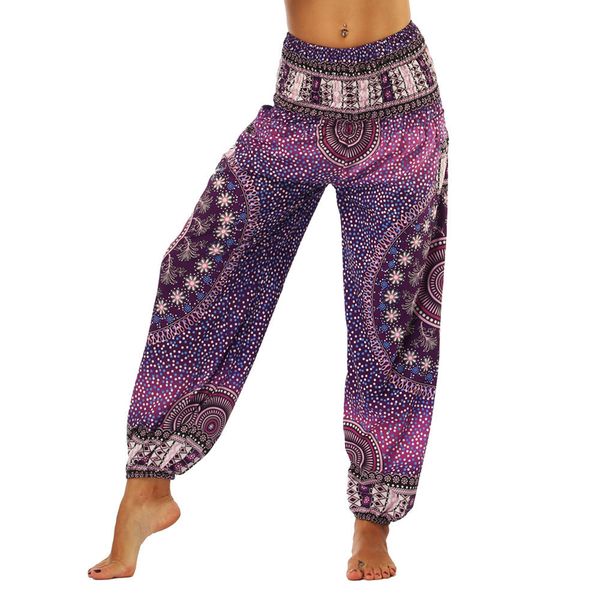 ISTider Floral Print Yoga Pants for Women - High Waist Wide Leg Comfortable Sport and Dance Trousers with Breathable Fabric