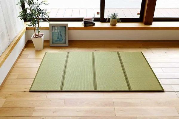 Japanese-style tatami floor mat made of rush grass, traditional futon mat