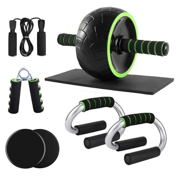Jump Rope and AB Wheel Set with Push-Up Bars, Gliding Discs, Hand Exerciser, and Workout Pad for Home Gym Training