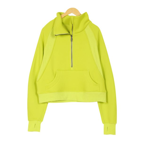 Kid's Lululmon Winter Scuba Hoodie for Women - Plus Size Velvet Thickened Jacket with Half-Zip Terry Design, Loose Fit Sports Sweater