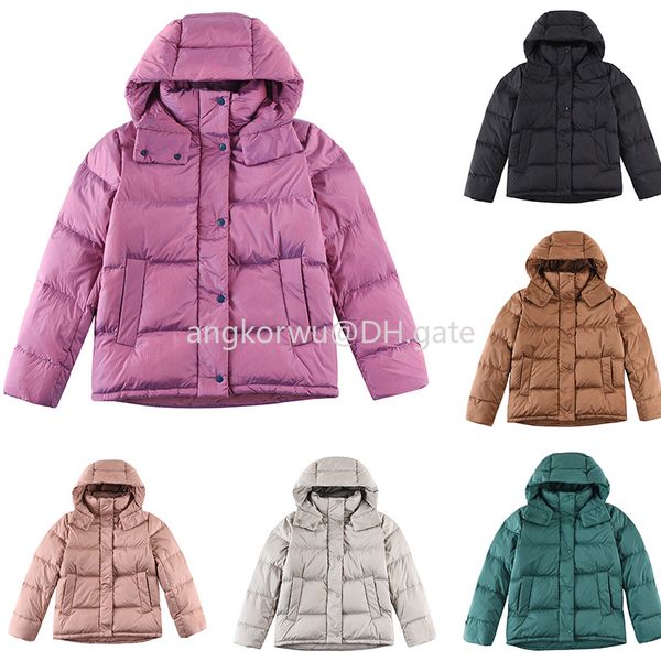 L Designer women's puffer jacket with double placket, stand collar, waterproof and windproof for fall and winter warmth, versatile for yoga and casual wear
