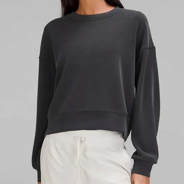 L Designer Yoga Sweatshirts for Women - Soft Oversized Cropped Pullover Top with Long Sleeves, Casual Loose Fit for Gym or Jogging