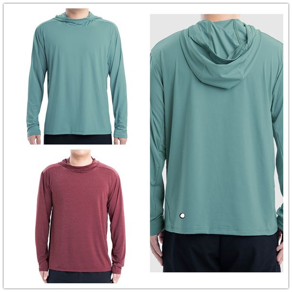 L1580 Men's Outdoor Fitness Shirt - Quick-Dry Mesh Back Gym Football Soccer Hooded T-Shirt for Active Men