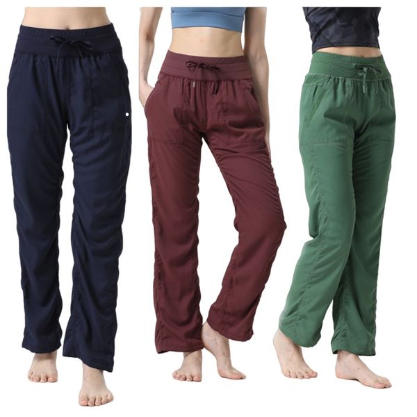 L-256 Women's loose dance studio pants for casual workouts, gym, and yoga with a mid-waist and wide-leg design