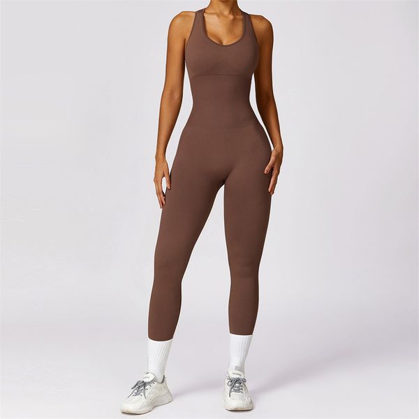 L7100 Women's Jumpsuits - Sleeveless Fitted Yoga Dance Outfit with Long Breathable Pants