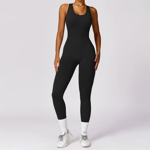 L7100 Women's Jumpsuits - Sleeveless Fitted Yoga Dance Suit with Long Breathable Pants