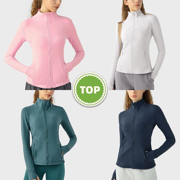 Ladies' quick-dry yoga jacket with full zip, lightweight and slim fit for running, diving, and workouts