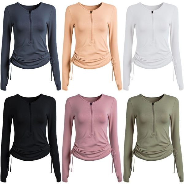 Ladies' workout tops featuring long sleeves for yoga, running, and gym activities in a slim-fit design