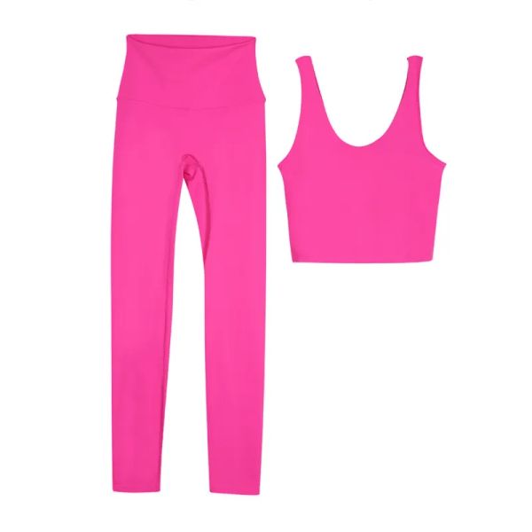 Ladies' yoga sets featuring push-up sports bras and high-waisted leggings for gym workouts and training outfits