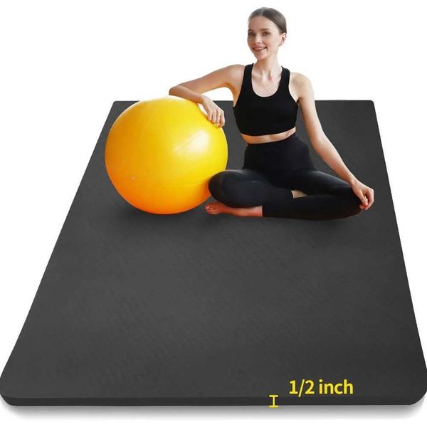 Large TPE yoga mat 6x4x1/2 ultra thick anti slip exercise mat - used for yoga Pilates and home gym workouts W240906