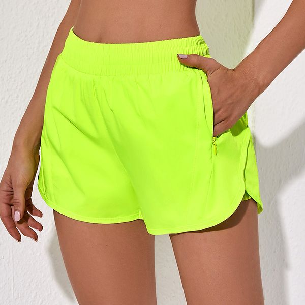Lemon0160 Yoga Shorts for Women - Align-style Sports Shorts with High Waist, Lined Running Shorts Featuring Side Pockets and Slimming Elastic Fit