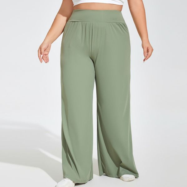 LL Plus Size Yoga Wide-leg Pants: Sporty Flared Trousers with High Waist, Hip Comfort, and Quick-Dry Elastic Fabric for Versatile Fitness Wear