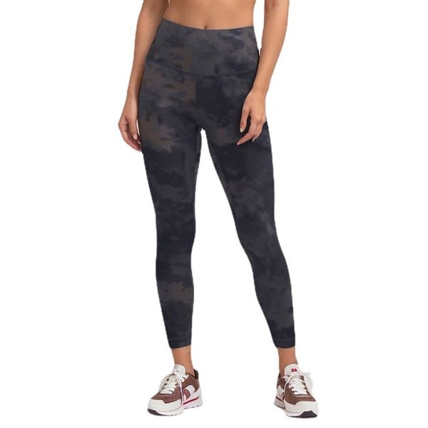 LL Tie-dye Yoga Leggings: Push Fitness Skin-friendly High Waist Seamless Align Legging with Hip Lift, Tie-dyed Casual Capris for Jogging